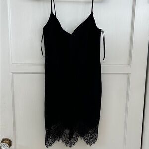 Forever 21 Ponte Black Lace Hem Chemise slip dress